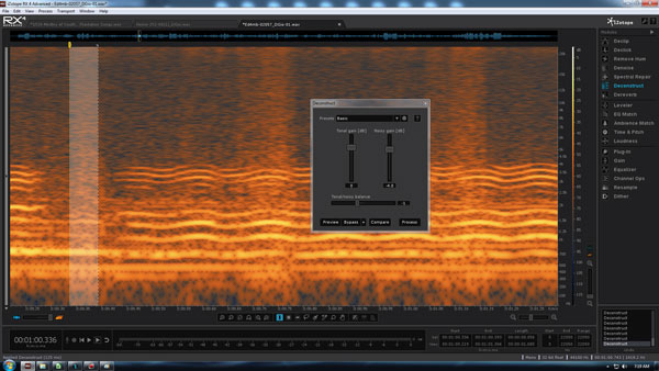 A second pass of Deconstruct is required to blend in the swish with surrounding noise.
